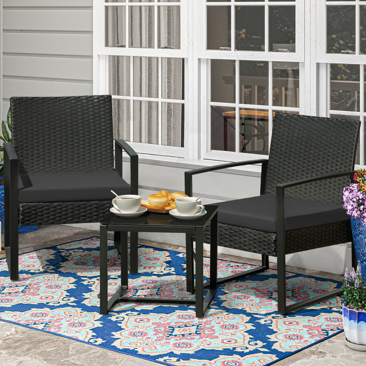 Black wicker deals conversation set